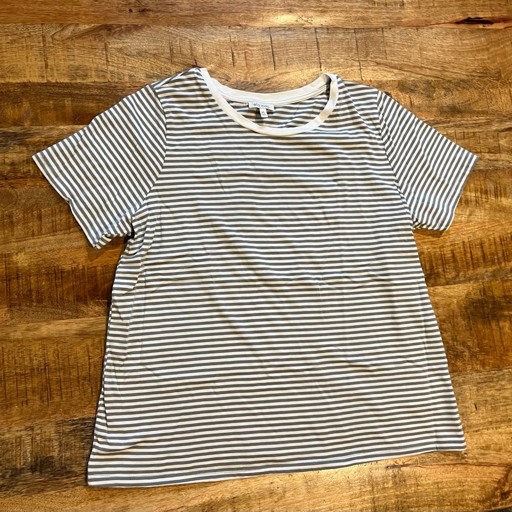 Ella Moss Short Sleeve Striped Top Size XL
